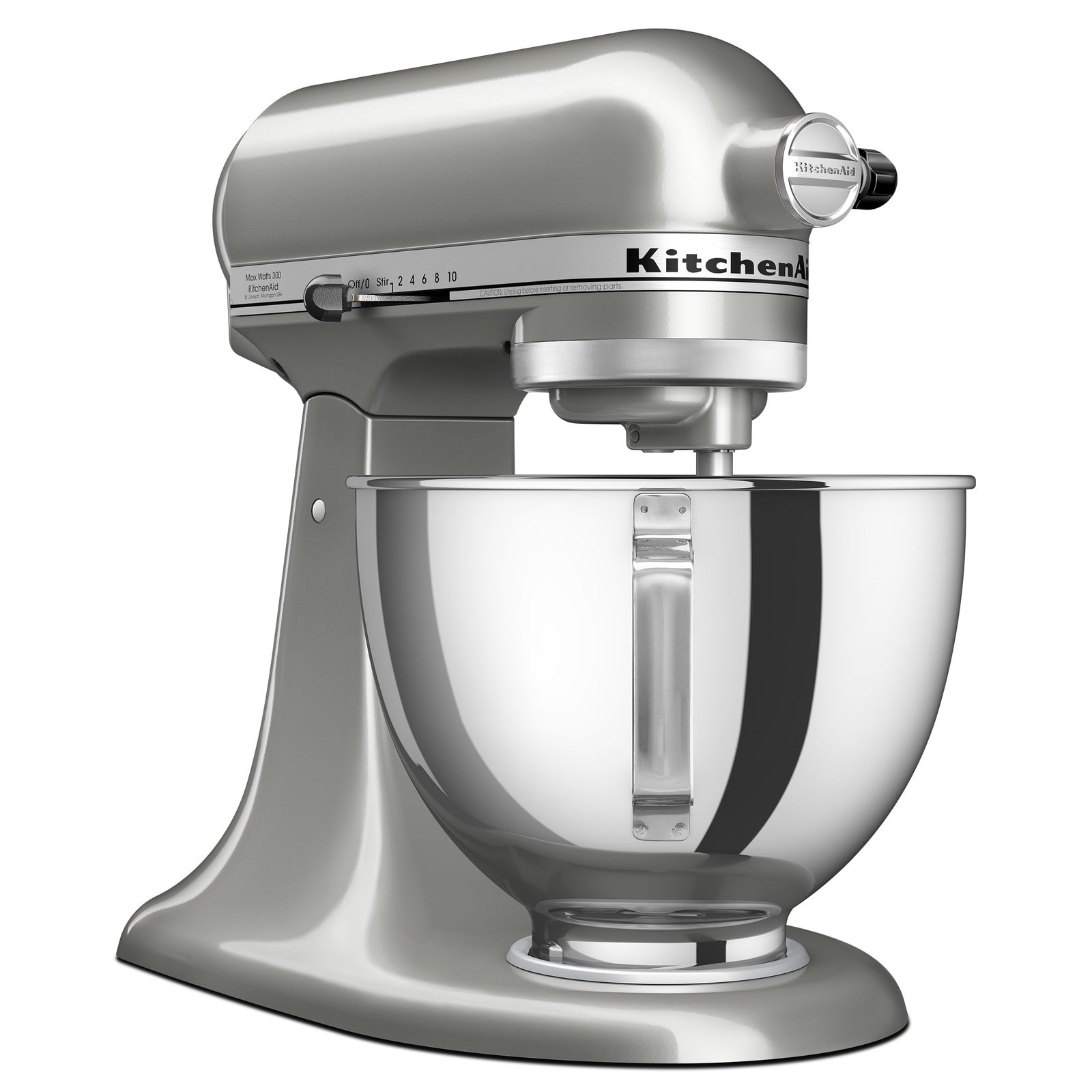 KitchenAid Deluxe Series 4.5 Quart Tilt-Head Stand Mixer with Stainless Bowl, Contour Silver, KSM97CU