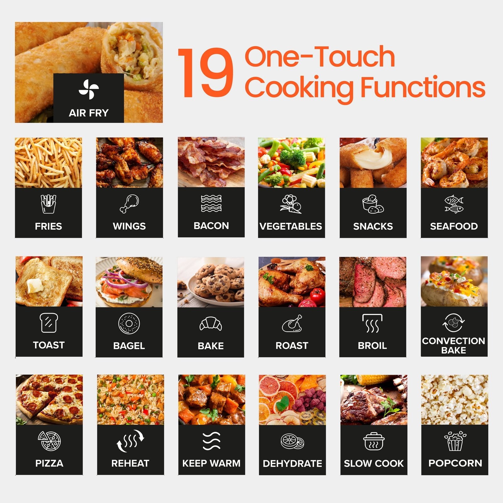 Gourmia French Door 6-Slice Digital Toaster Oven Air Fryer, 19 One-Touch Presets, 24L, Stainless Steel