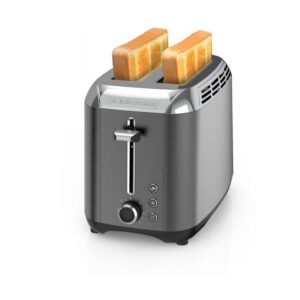 BLACK+DECKER 2-Slice Rapid Toaster, Black Stainless Steel with Removable Tray