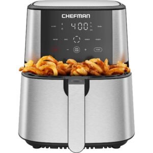 Chefman 6 Qt. Air Fryer 4 Functions w/ Touch Controls, HI-FRY Button, Stainless Steel