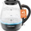 Chefman 1L Electric Glass Kettle w/ LED Indicator Light, Automatic Shutoff - Black