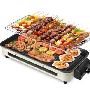 Casualife Electric Griddle, 2 in 1 Indoor Smokeless Grill with Removable Non Stick Plate, 1500W, 5 Temp Settings