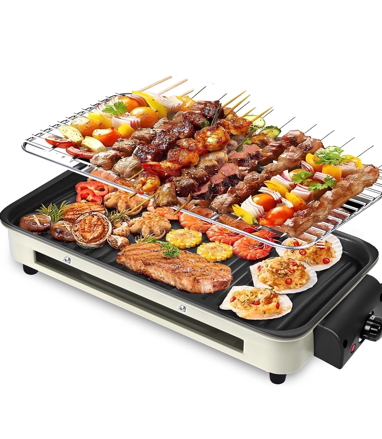 Casualife Electric Griddle, 2 in 1 Indoor Smokeless Grill with Removable Non Stick Plate, 1500W, 5 Temp Settings
