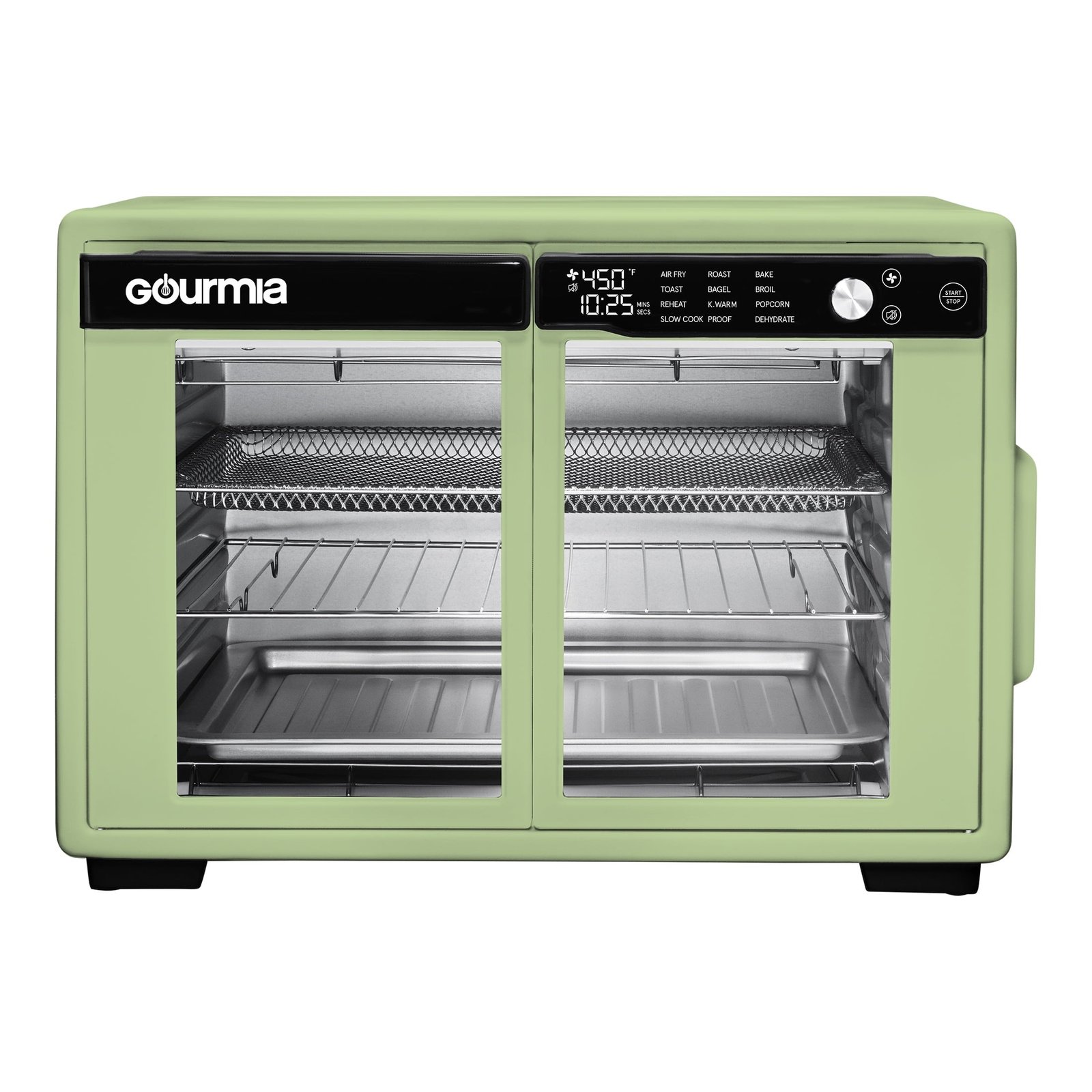 Gourmia 9-Slice Digital Toaster Oven Air Fryer with Convection Mode and 12 Cooking Functions, Green