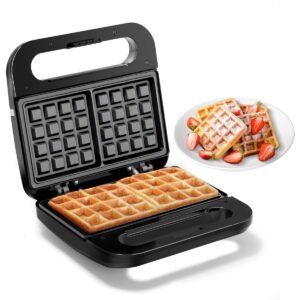 GPED Waffle Maker, 2 Slices Non-Stick Waffle Iron, Compact Waffle Maker with Indicator Lights for Make Breakfast,Cool Touch Handles, Easy Clean