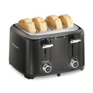 Hamilton Beach 4-Slice Toaster with Extra-Wide Slots, Toast Boost, and Removable Crumb Tray, Black