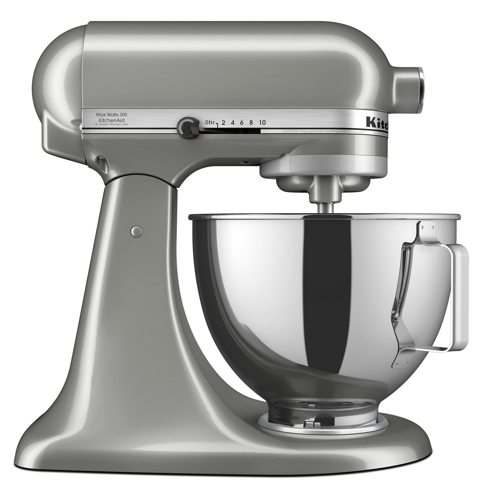 KitchenAid Deluxe Series 4.5 Quart Tilt-Head Stand Mixer with Stainless Bowl, Contour Silver, KSM97CU