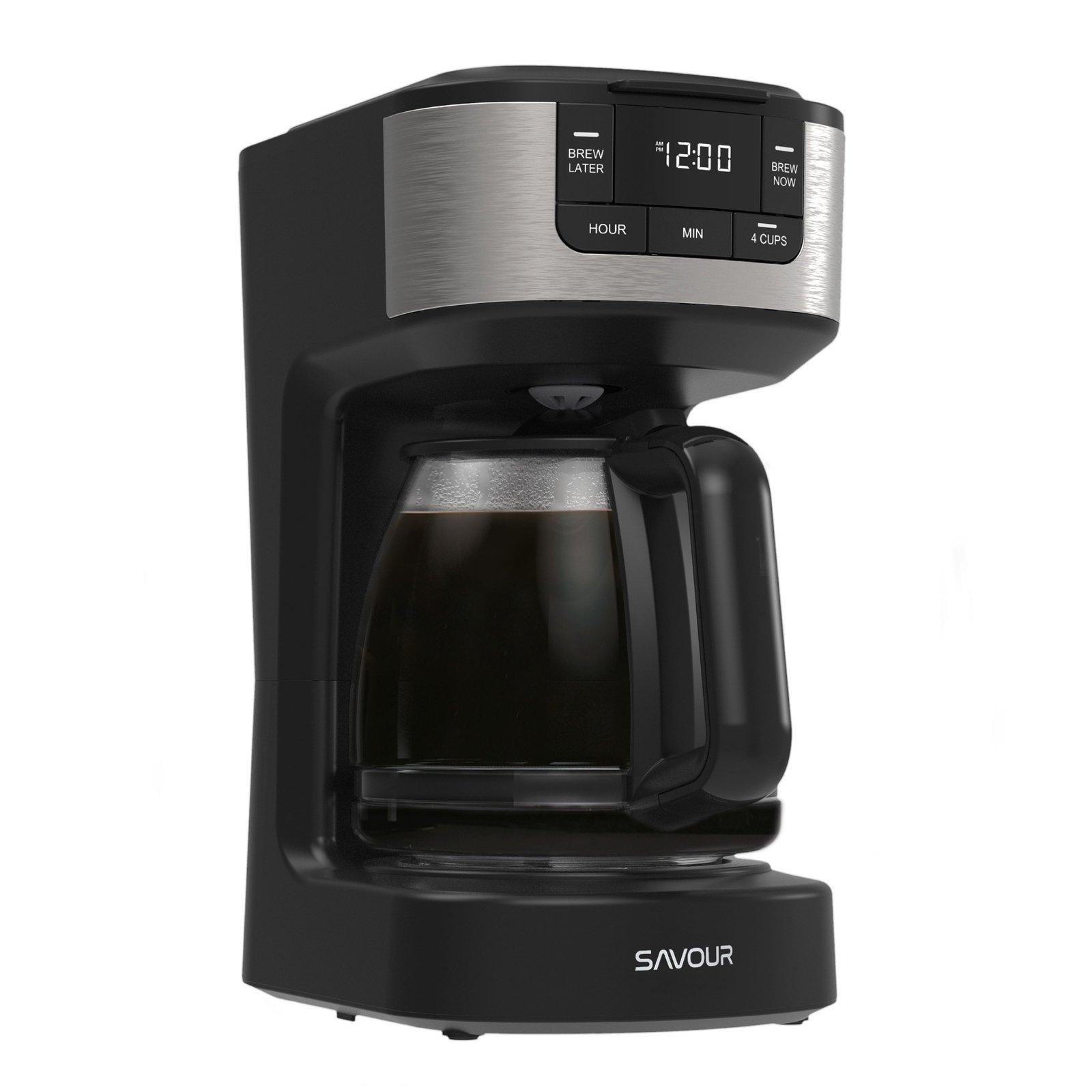Savour 12-Cup Programmable Coffee Maker AC-Powered Brewing Machine, Black