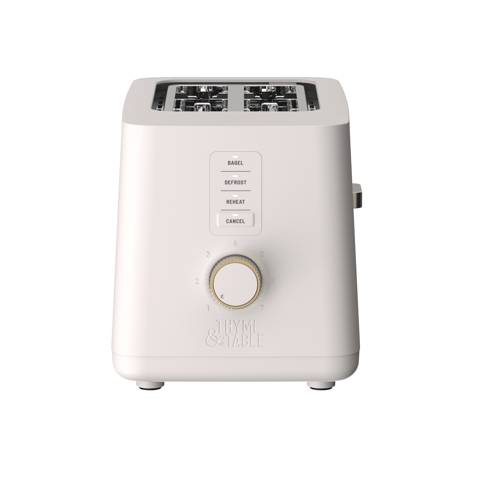 Thyme & Table 2-Slice Toaster, Extra-Wide Slots with Slide-Out Removable Crumb Tray, Sand White