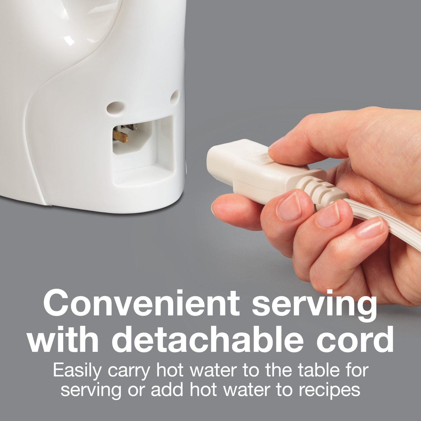 Proctor Silex Electric Kettle, Tea & Water Kettle with Detachable Cord and Auto-Shutoff, 1L, White