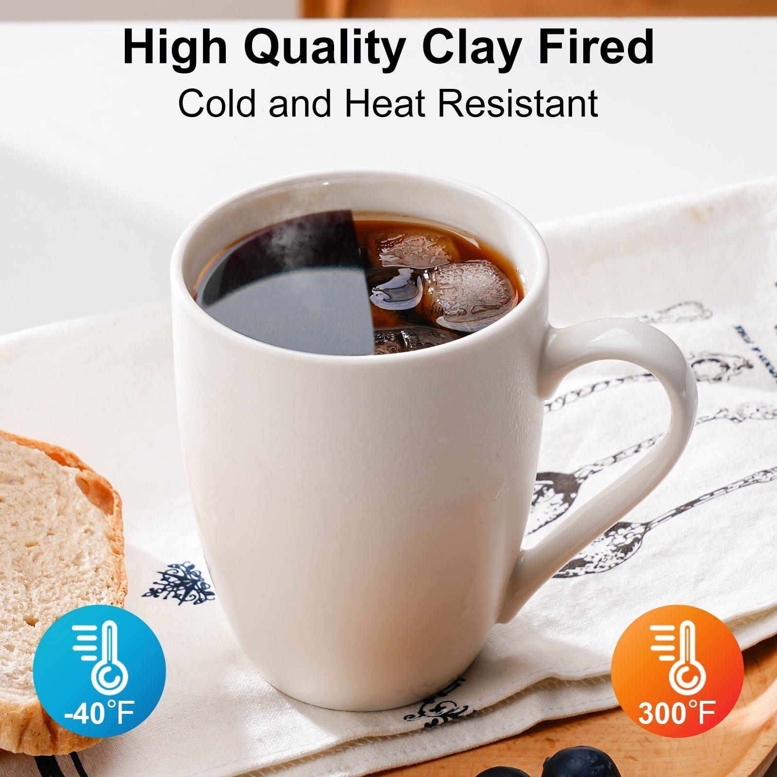 Baalaka Ceramic Coffee Mugs Set of 2 - 12oz Chip-Resistant for Latte/Tea/Cocoa, Microwave & Dishwasher Safe