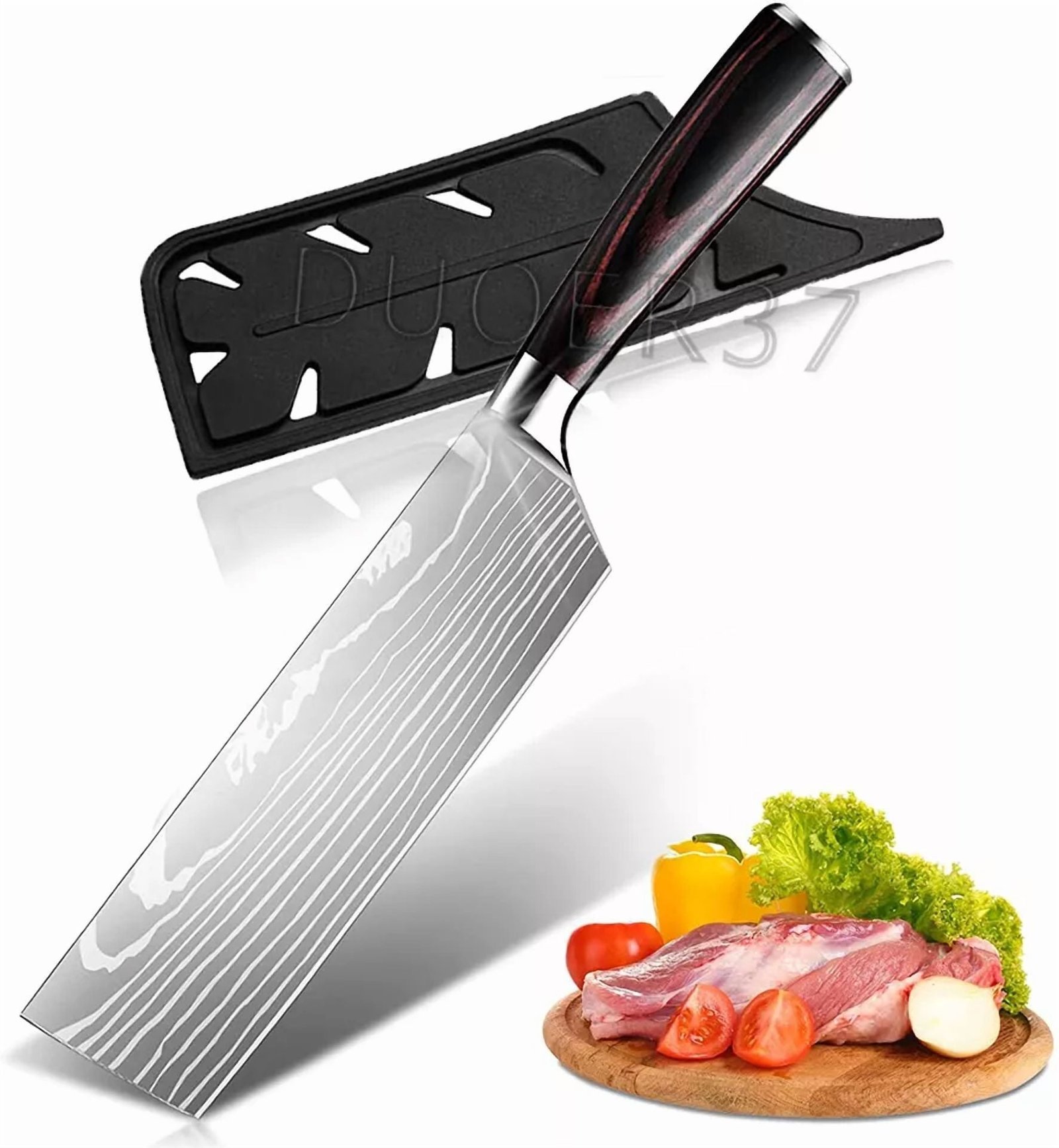7In Japanese Kitchen Nakiri Knife Stainless Steel Chef Cutlery Slicing Choping