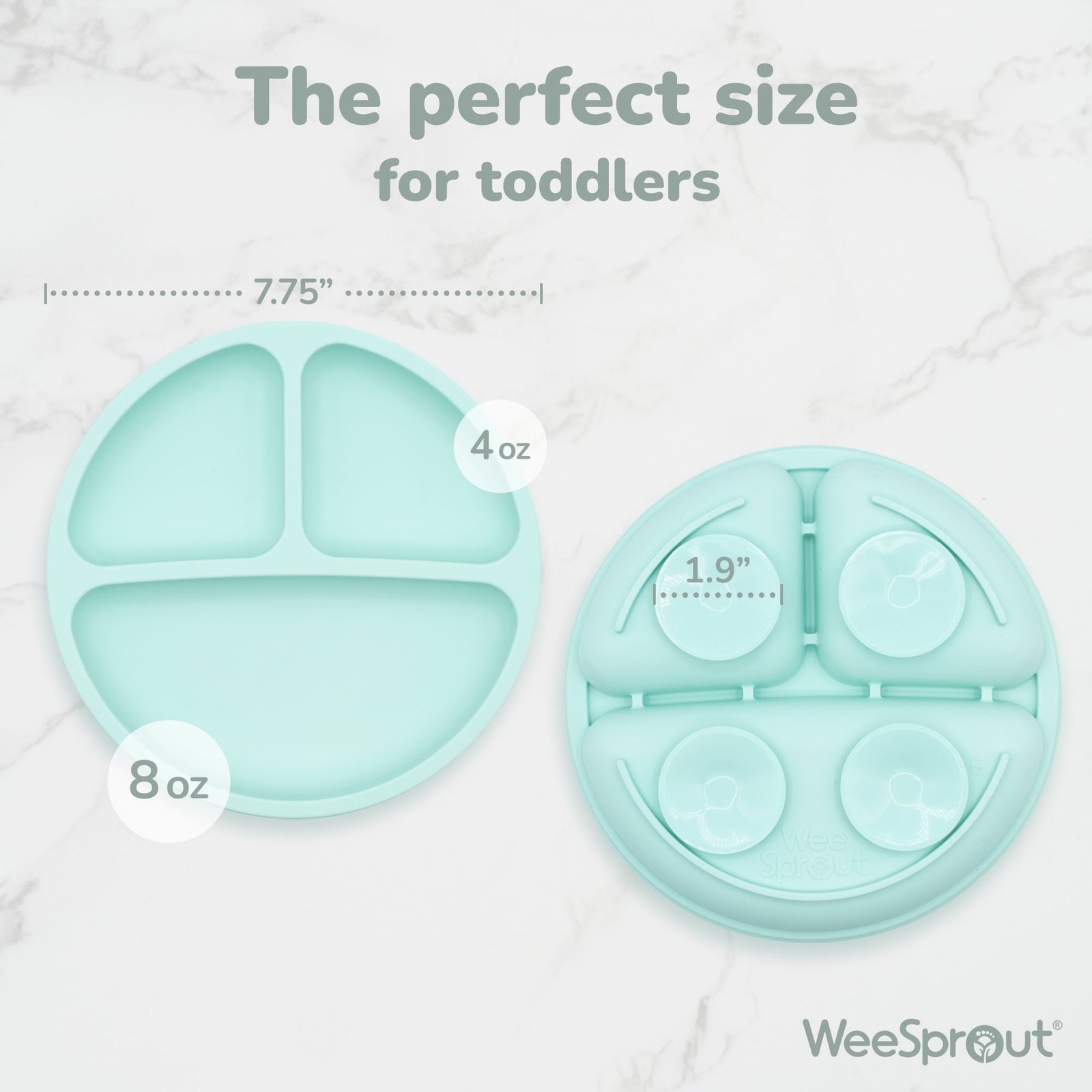 WeeSprout Suction Plates with Lids for Babies & Toddlers, 100% Silicone, Dinnerware Stays Put, 3-Pk