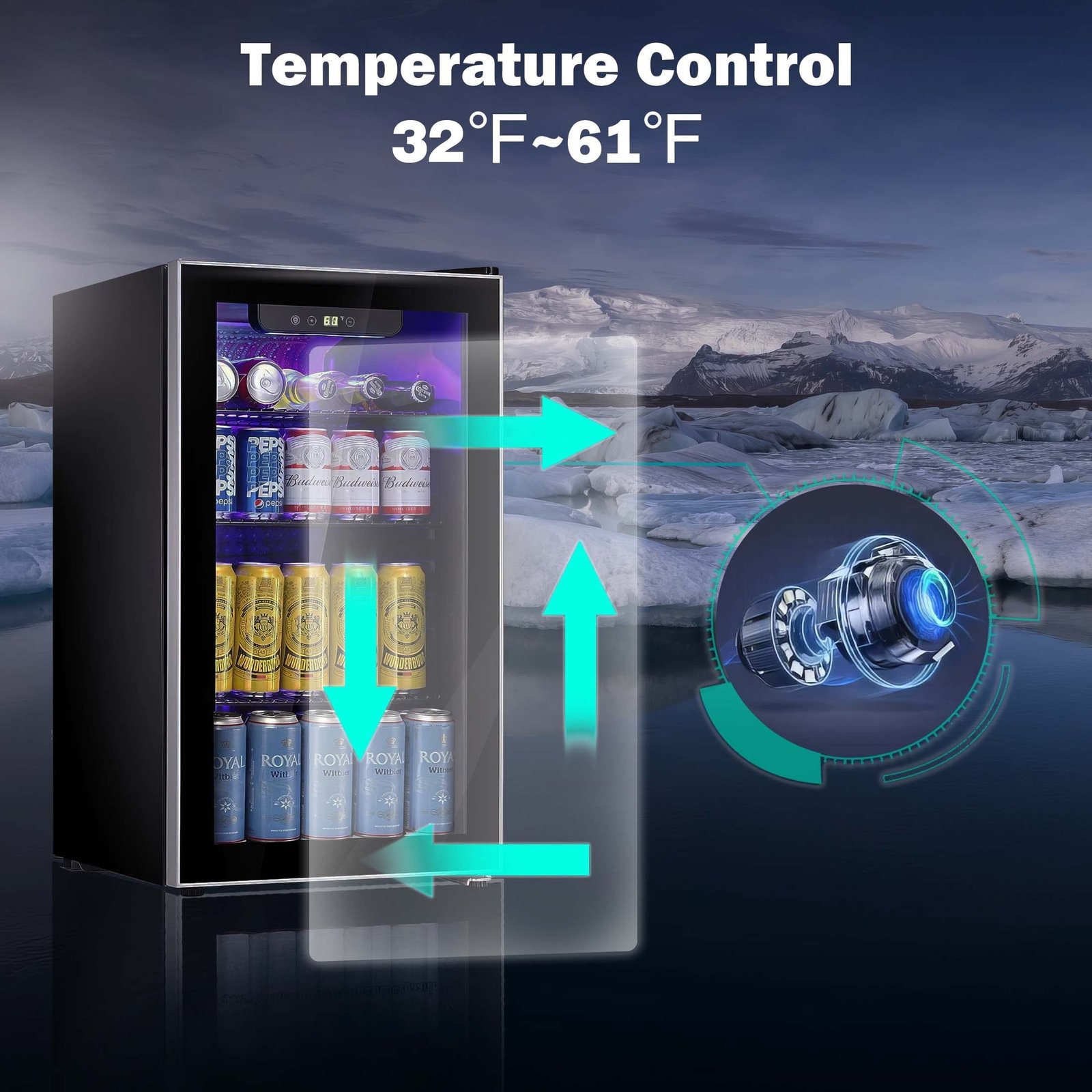 Auseo 126 Can Beverage Refrigerator and Cooler with Glass Door for Home/Office/Bar-Black