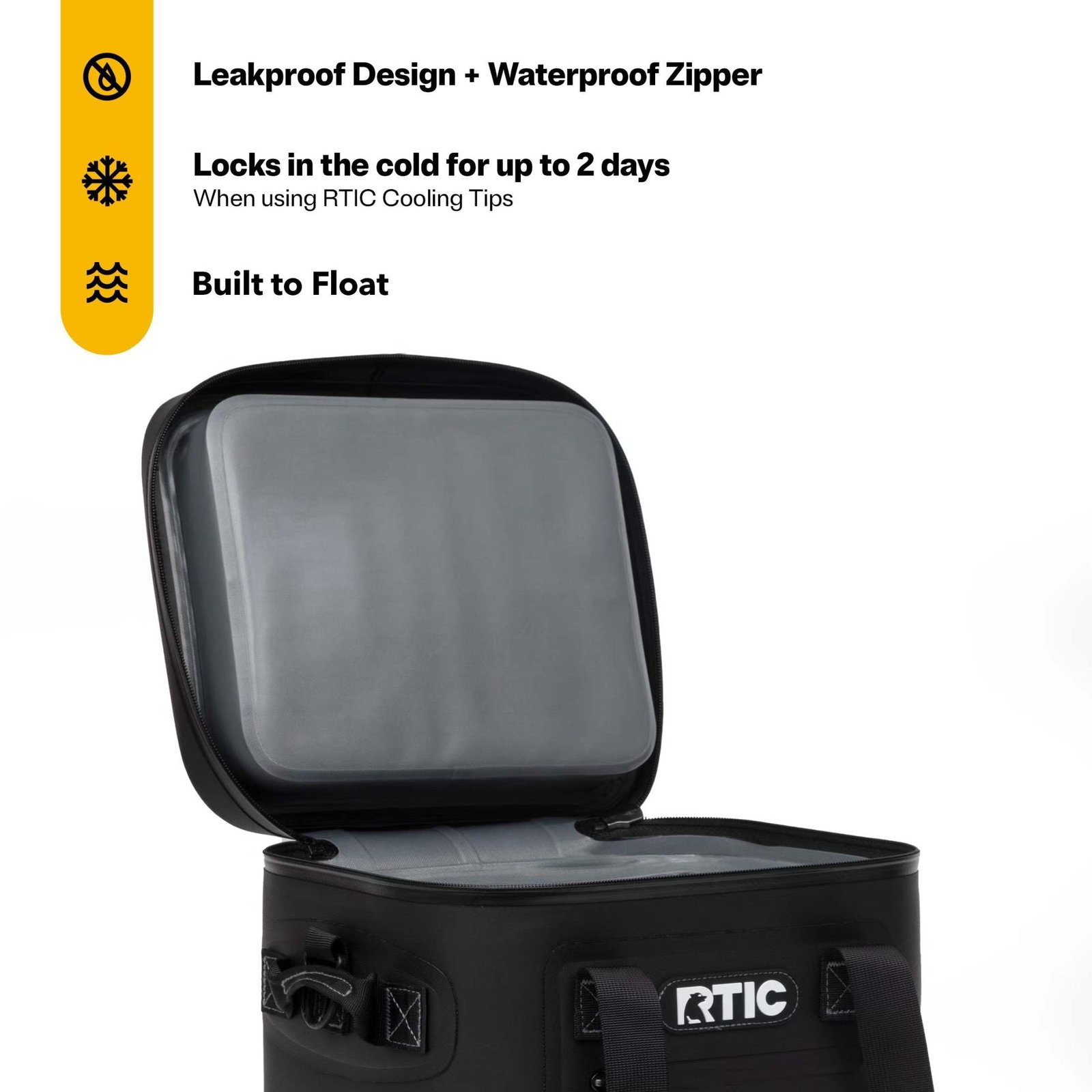 RTIC 12 Can Ultra-Tough Soft Cooler, 10 Qt, Leakproof, Waterproof Zipper, Black