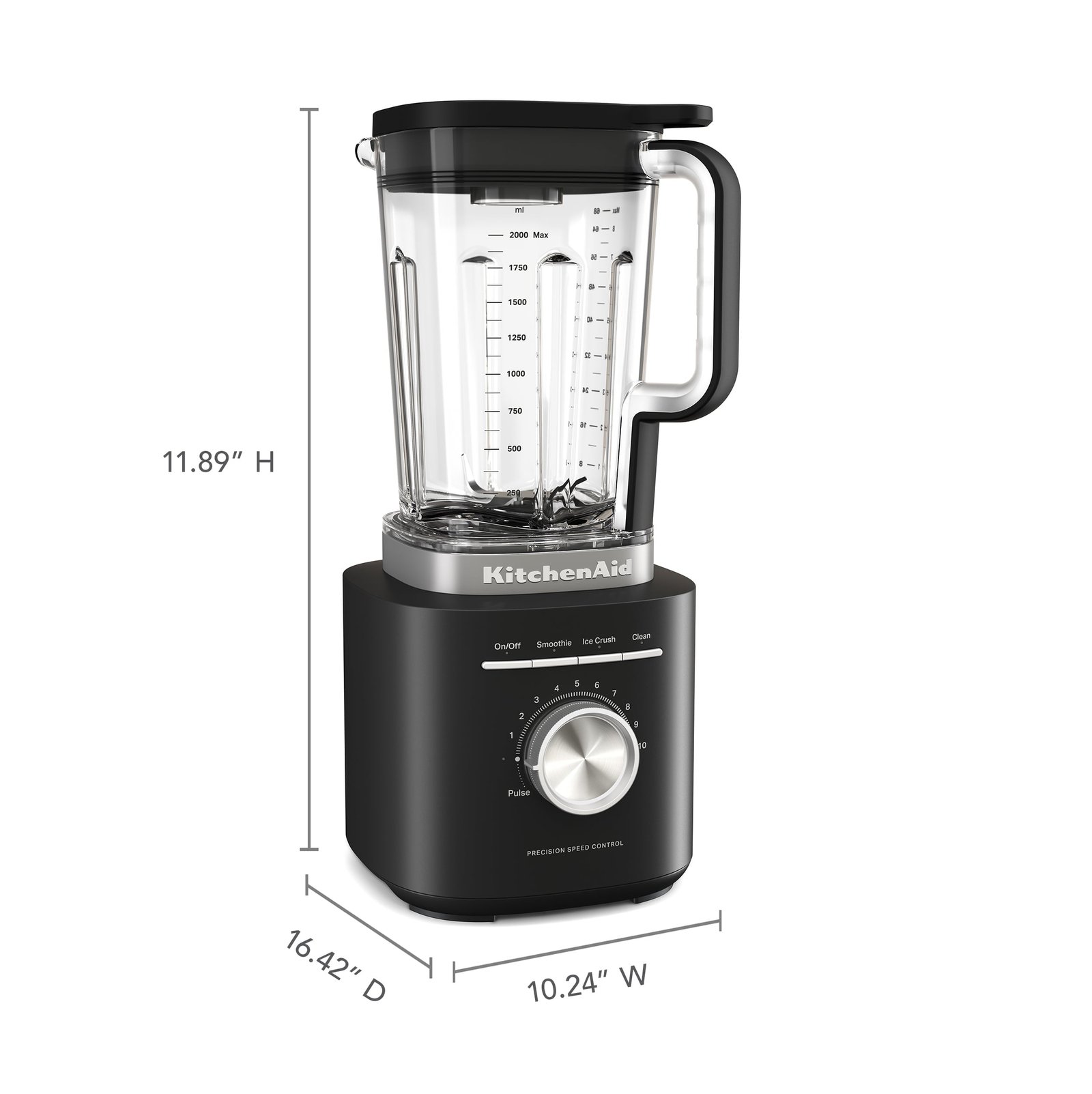 KitchenAid 68 oz Pure Power Blender, 1700 Watt Peak Power*, Matte Black