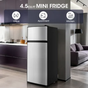 Manastin 4.5 Cu.ft Mini Refrigerator with Freezer,Small Refrigerator for Office,Kitchen,Dorm and Bedroom ,2 Doors Mini Fridge with Adjustable Shelves(Sliver)
